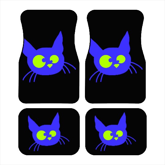 Crazy Cat Squinting Funny Eyes Grimace Fun Cartoon Car Mats