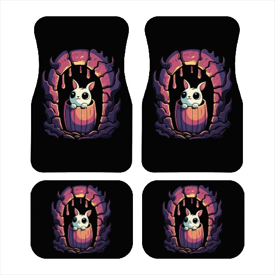 Cute Dungeon Bunny in a Barrel Car Mats