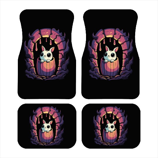 Cute Dungeon Bunny in a Barrel Car Mats