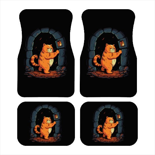 Funny Chubby Red Dungeon Cat Car Mats