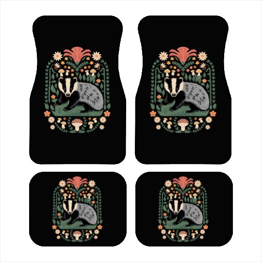 Cottagecore Badge and Mushrooms Harmony Car Mats