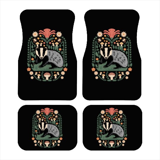 Cottagecore Badge and Mushrooms Harmony Car Mats