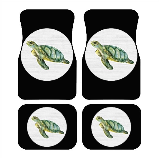 Green Turtle Watercolor Drawing Car Mats
