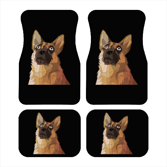 Geometric German Shepherd Dog Art Car Mats