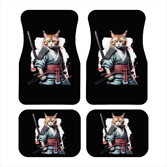 Fearless Samurai Cat Car Mats