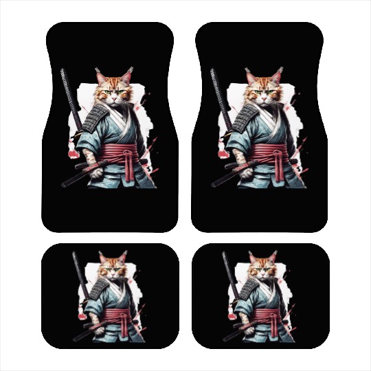 Fearless Samurai Cat Car Mats