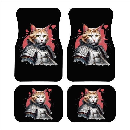 Samurai Cat in Armor Car Mats
