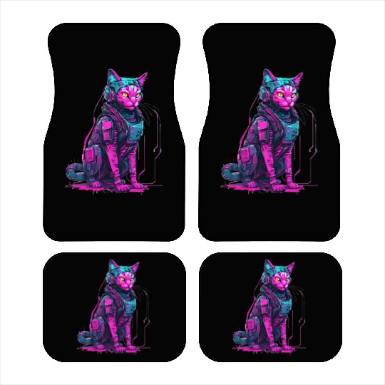 Cyber Warrior Cat Car Mats