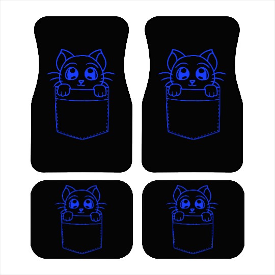 Small Little Cute Cat Kitten In Chest Pocket Bag Car Mats
