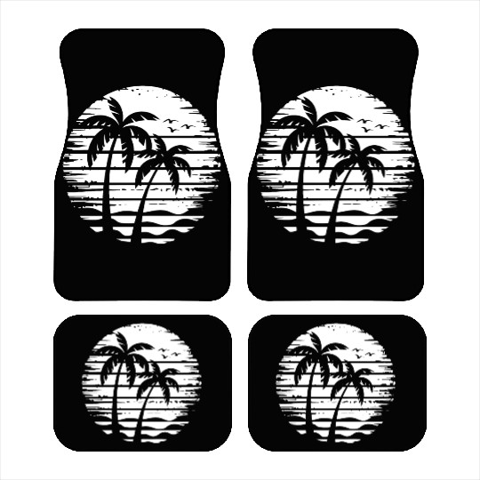 Vintage Palm Tree Beach Sunset Tropical Retro Car Mats