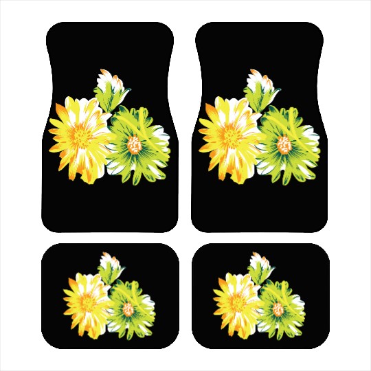 Vibrant Tropical Flower Pattern Car Mats
