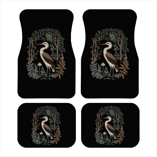 Heron in Forest Foliage Nature Scene Car Mats