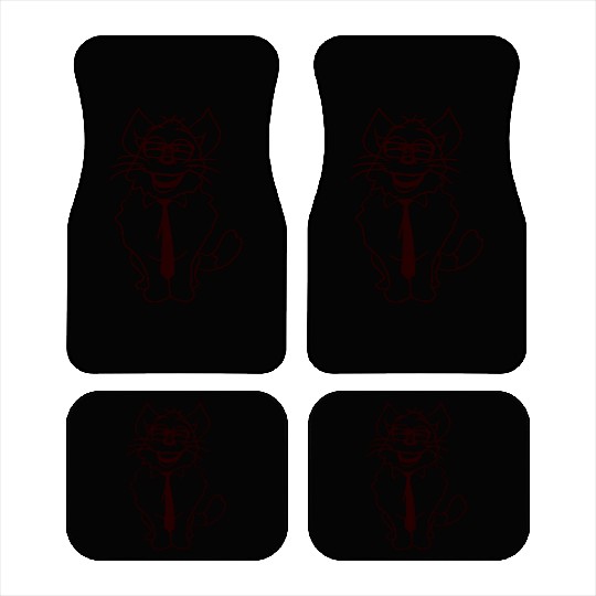 Nerd Cat Horn-rimmed Glasses Geek Smart Kitten Fun Car Mats