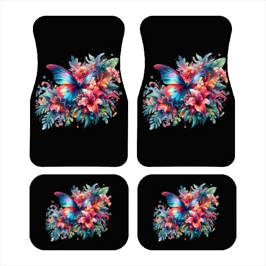 Magical Colorful Butterfly Design – Enchanting Art Car Mats