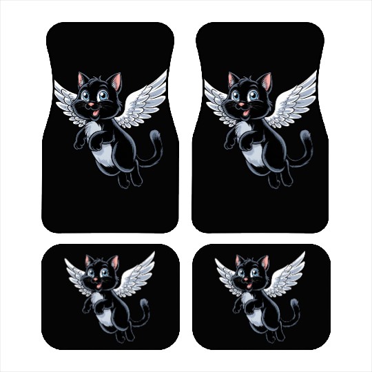 Black Cat with Angel Wings Car Mats