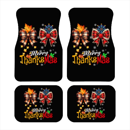 Merry Thanksmas plaid Coquette Bow Christmas Plaid Car Mats