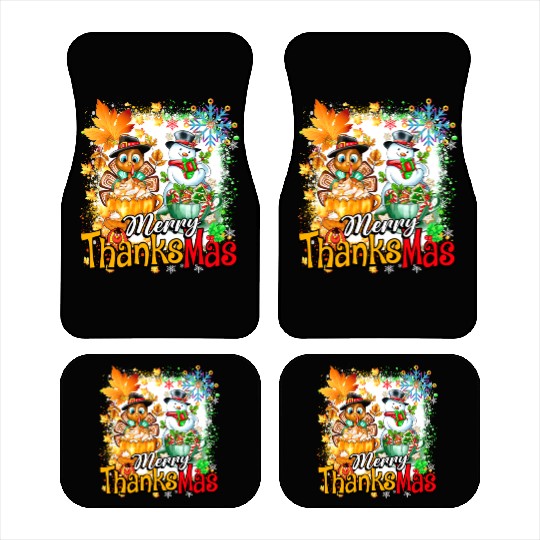 Merry Thanksmas Turkey Snowman Coffee latte cup Car Mats