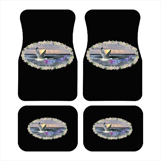 sea beach sunset seagull kitsch flashy magic Car Mats