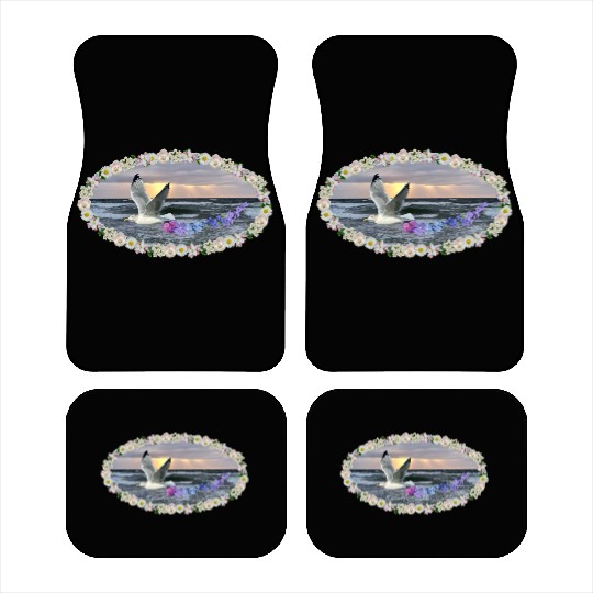 sea beach sunset seagull kitsch flashy magic Car Mats