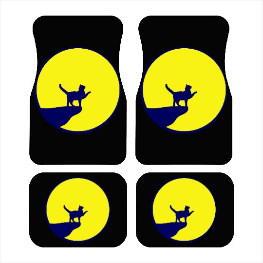 Cat Moon Cliff At Night Werewolf Round Howling Fun Car Mats