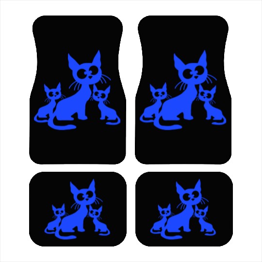 Crazy Cats Family Mom Dad 2 Small Cute Kids Babies Car Mats