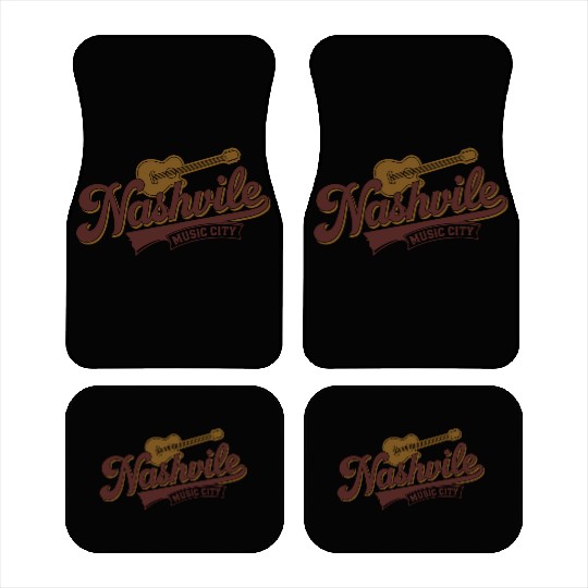 Nashville Music City Logo with Guitar Illustration Car Mats