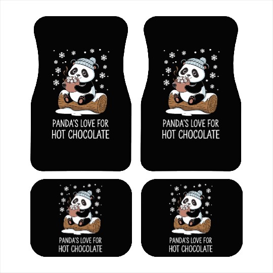Panda's Love for Hot Chocolate Fun Winter Cozy Car Mats