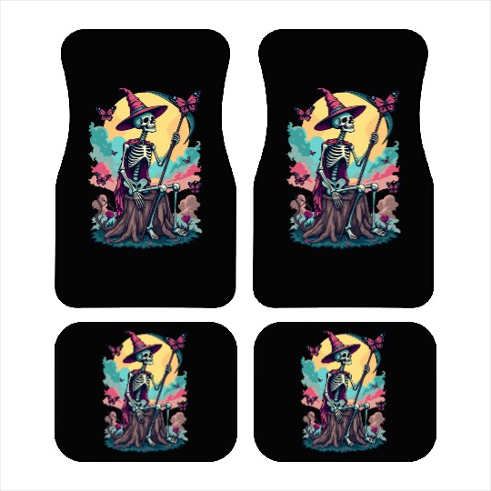 Tarot Card Magical Skeleton Death and Plants Car Mats