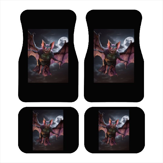 monster zombie bat glowing red eyes halloween Car Mats