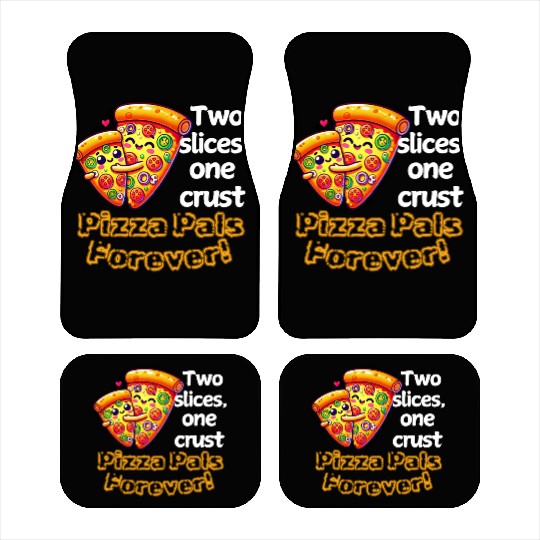 Cheesy Together: Two Slices, One Heart! Car Mats