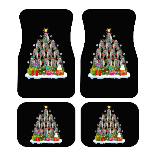 Irish Wolfhound Dog Ugly Christmas Tree Santa Hat Car Mats