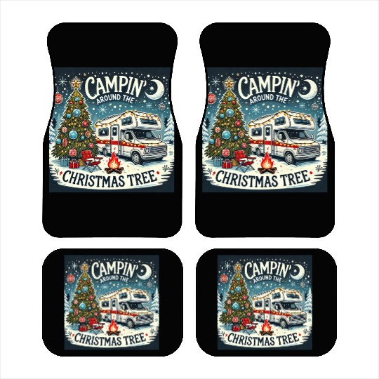 campin around christmas tree final correct Car Mats