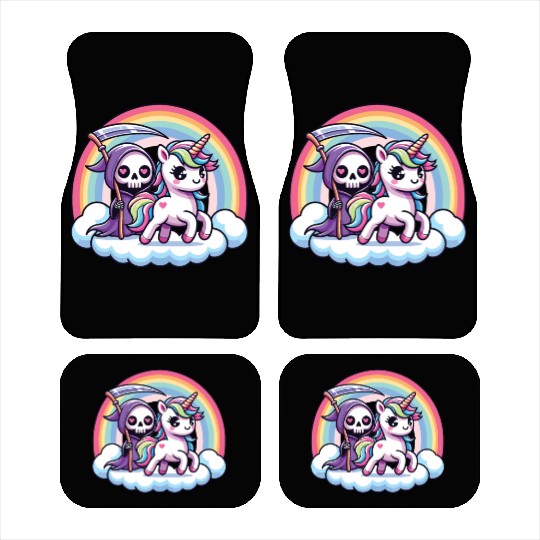 Cute Reaper And Unicorn Rainbow Car Mats