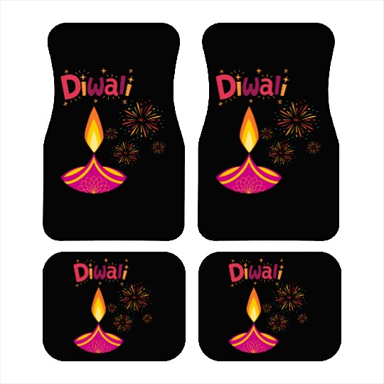 Diwali Design with Lamp & Festive Fireworks Car Mats