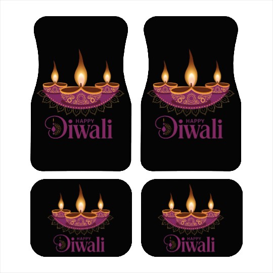 Happy Diwali with Beautiful Diya Lamps Car Mats
