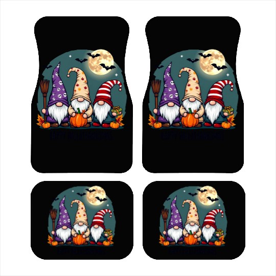 Happy Hallothanksmas Gnomes Celebration with Bats Car Mats