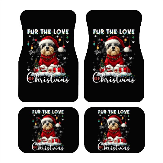 Shih Tzu Christmas Tree Lights Decorations Dog Car Mats