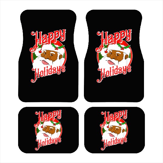 Happy Holidays African American Black Santa Claus Car Mats