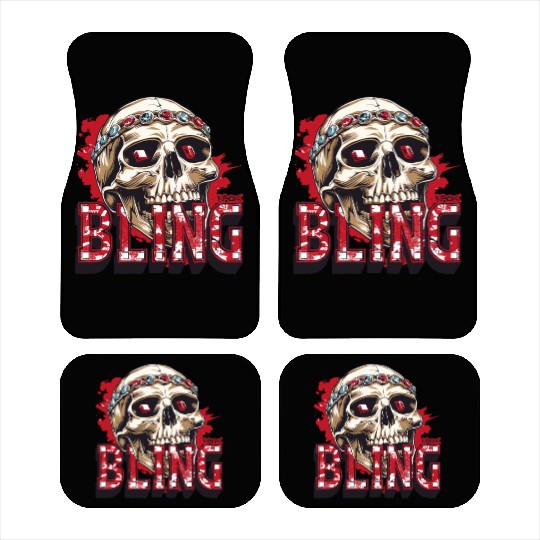 Diamond and Ruby Bling Skull Car Mats