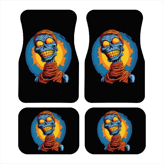 Blue and Funny Cartoon Skeleton Skull Mummy Car Mats
