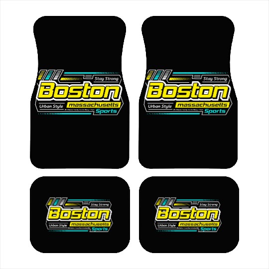 Stay Strong Boston Massachusetts City Yellow Car Mats