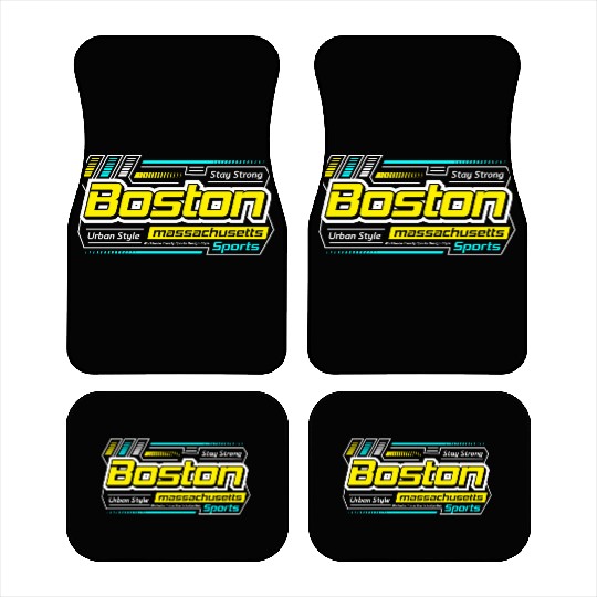 Stay Strong Boston Massachusetts City Yellow Car Mats