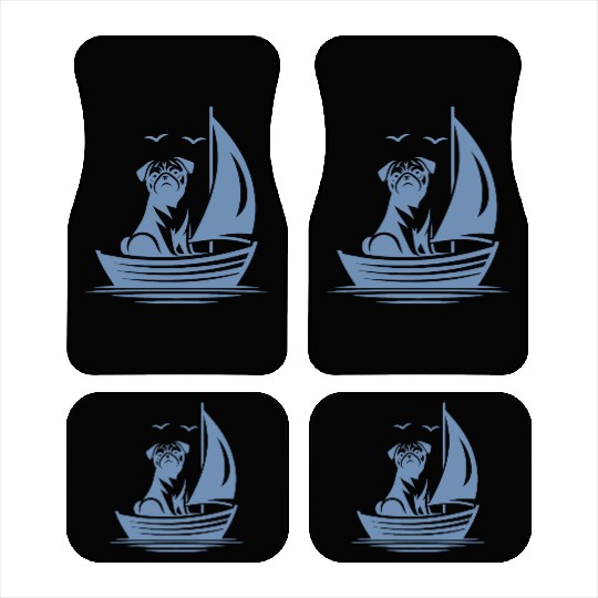 Pug silhouette sailboat minimalist Car Mats