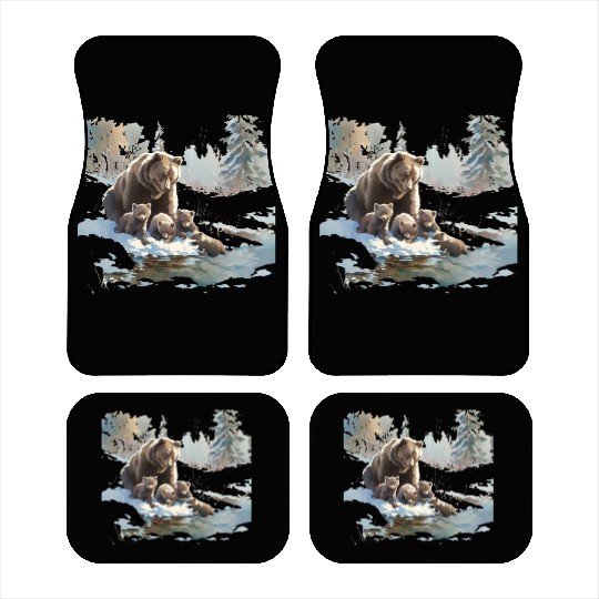 Retro 399 Grizzly Bears Wilderness Scene 90s Car Mats
