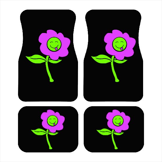 Purple Flower Spring Summer Nature Funny Face Fun Car Mats