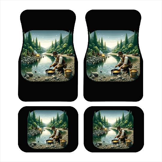 Gold Prospector by the River in a Serene Forest Car Mats
