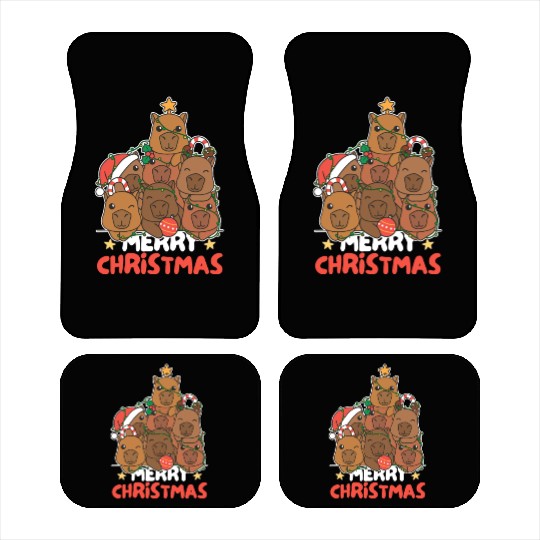 Capybara Christmas Tree Merry Christmas Car Mats