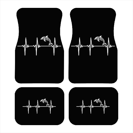 Heartbeat For Dolphins In Tribal Style Tattoo Car Mats