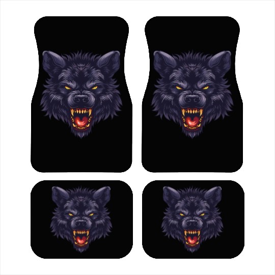 dark wolf face Car Mats
