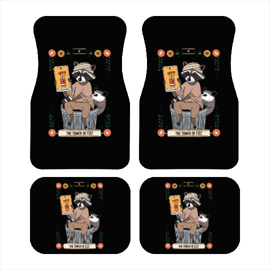 Raccoon Tarot Humor The Hanged Snack Card Car Mats